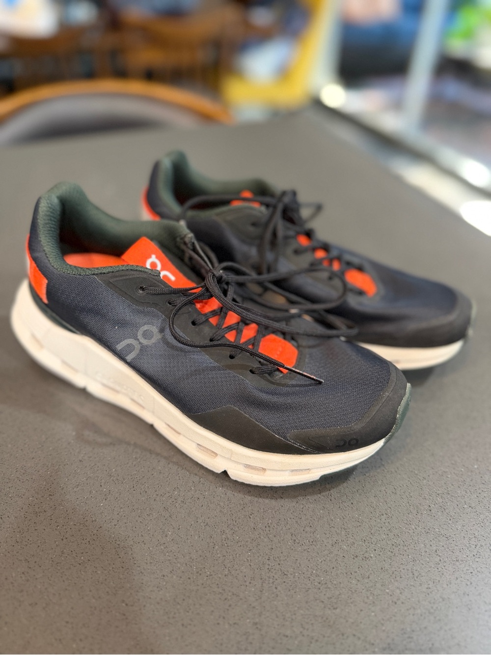 On Cloudnova Form Sneaker Women’s 6 Black/White/Orange Running Shoes EUC